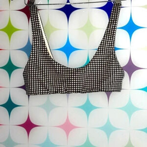 LA HEARTS GINGHAM SHELF TANK SWIM TOP BLACK AND WHITE SIZE SMALL